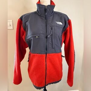 The North Face Polartec fleece jacket red gray SZ SM